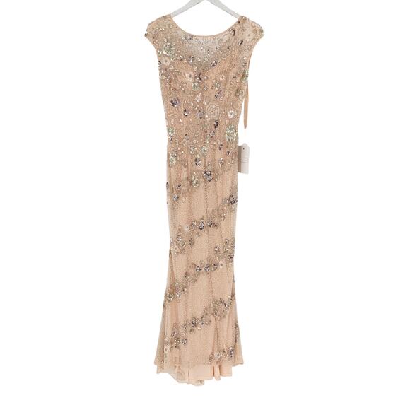 MAC DUGGAL Dress Size 2 Evening Gown Sequin Pink NEW Cream Embellished Bateau - Picture 5 of 7